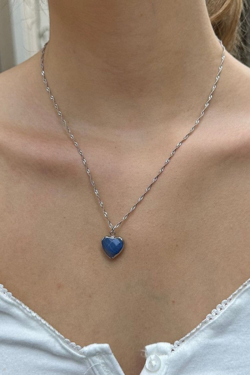 Collier Brandy Melville Blue Heart Argent | NZB-79822708